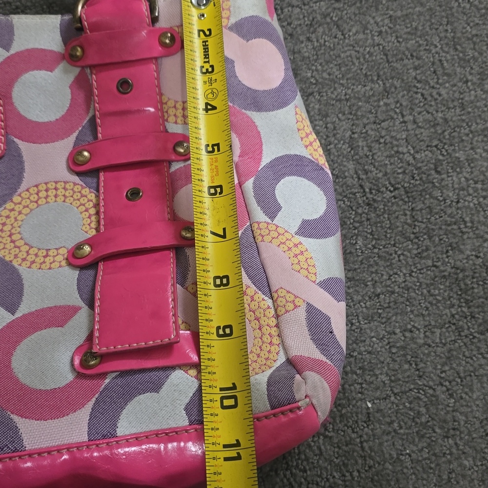 Vintage COACH Pink Patterned Tote Bag with Pink Trim - Picture 13 of 13